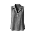 thumbnail image 4 of ClodeEU Women's Collared Sleeveless Henley Blouse, Casual V Neck Button Down Tank Top Gray,Women's Plus S, 4 of 8