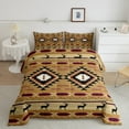 thumbnail image 2 of Feelyou Retro Hippie Aztec Full Size Comforter Sets for Men, Burly Wood Stripe Triangle Bedding Comforter Set, Wildlife Deer Moose Reversible Bedding Sets, Super Cozy Room Decor, 3-Piece, 2 of 8