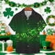 thumbnail image 1 of Ceisia Men's St. Patrick's Day Shamrock Vine Print Short Sleeve Turndown Collar Stretch Casual Shirt Dark Gray XXXL Gifts, 1 of 5