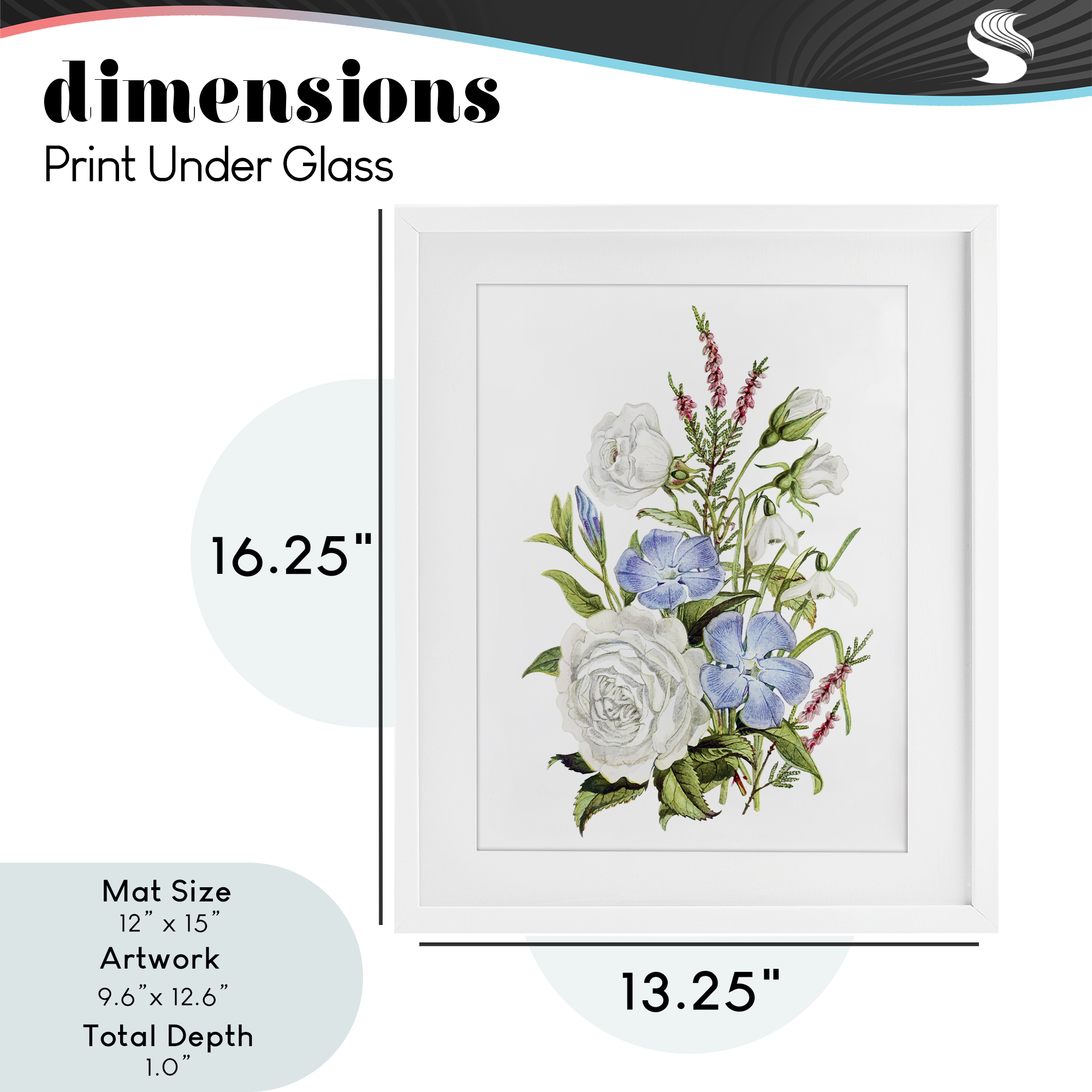 Bountiful Floral Bouquet White Framed Print Under Glass, design by Lettered and Lined