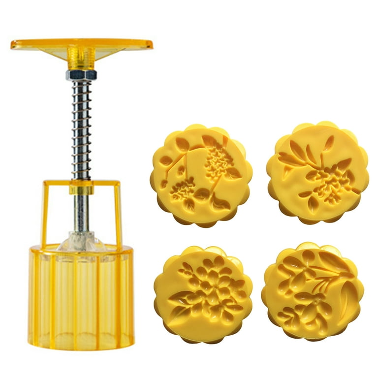 Farfi 1 Set Clear Texture Mooncake Mold Non-stick Food Grade Baking Tool  Chinese Style 3D Tiger Rabbit Cake Press Mold for Mid-Autumn Festival  (Orange Type F) 