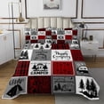 thumbnail image 1 of YST Camper King Quilt Sets Rv Camping Bedspread Set Rustic Buffalo Plaid Coverlet Set Camper Accessories For Travel Trailers Bunk Country Camping Bedding Set Red Black Grey, 1 of 5