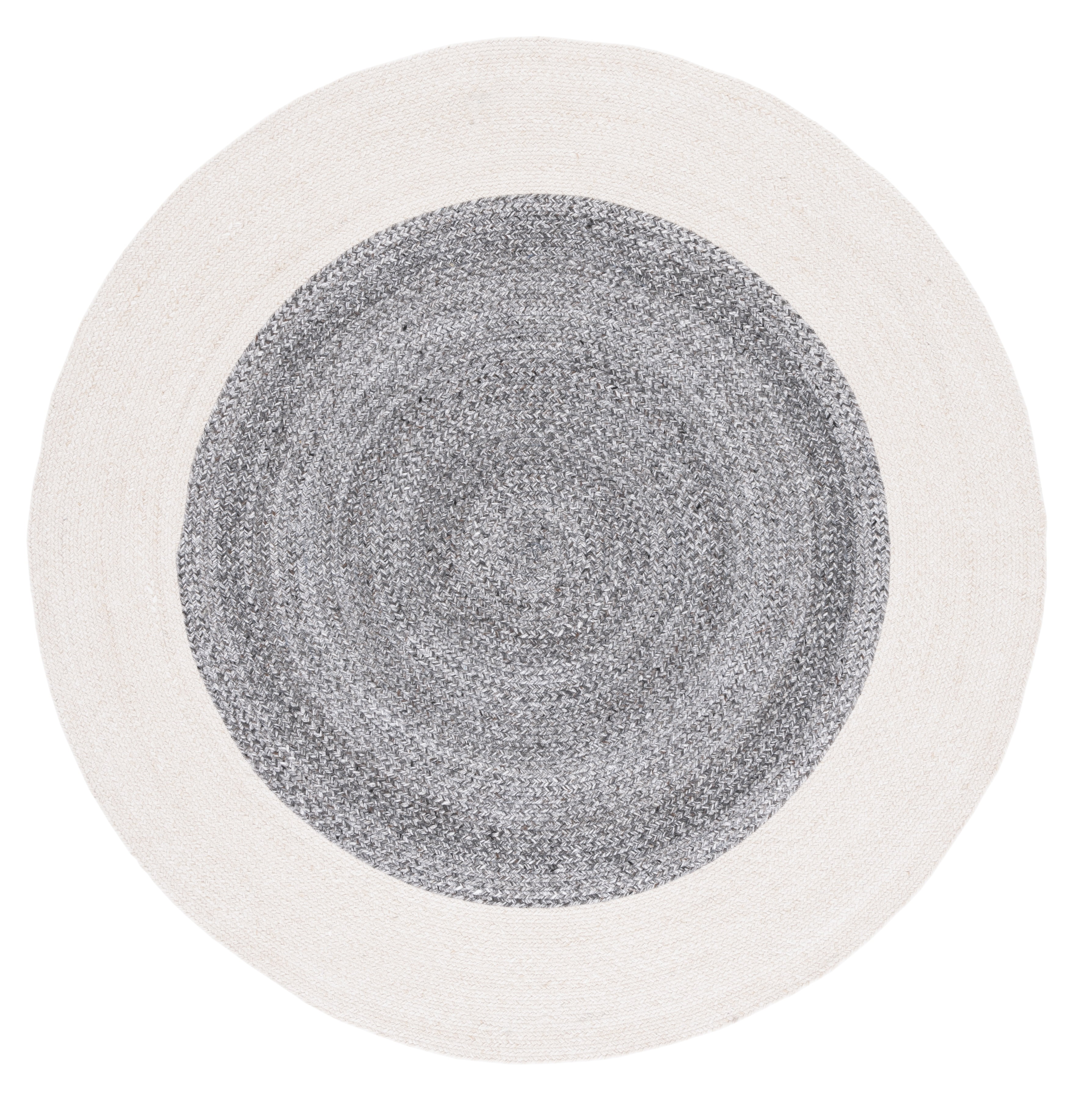 SAFAVIEH Braided Celinda Solid Polyester Reversible Area Rug, Dark Gray/Ivory, 5' x 5' Round