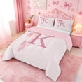 thumbnail image 2 of meiyoeat bowknot Monogram K Full Size Comforter Sets,Cute Coquette Bows Bedding Comforter Set,Pink Reversible,3pcs,1 Comforter and 2 Pillowcases, 2 of 7
