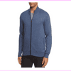 Michael Kors Leather Piped Slim Fit Zip Sweater,Size XXL, Denim Mel, MSRP $198