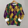 thumbnail image 2 of Craaazy Women's Funny Colorful Prints Carnival Party Crew Neck Loose Long Sleeve Mardi Gras Comfy Sweatshirts Gifts, 2 of 3