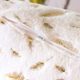 thumbnail image 4 of Soft Plush Faux Fur with Gold Stamping Feathers Pillowcase Square Cushion Covers for Living Room Bedroom, 4 of 6