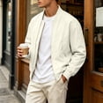 thumbnail image 2 of MXALUOB Men's Bomber Jacket Lightweight Full Zip Ribbed Baseball Collar Trendy Outerwear Solid Flight Windbreaker Casual Zip Jacket, 2 of 6