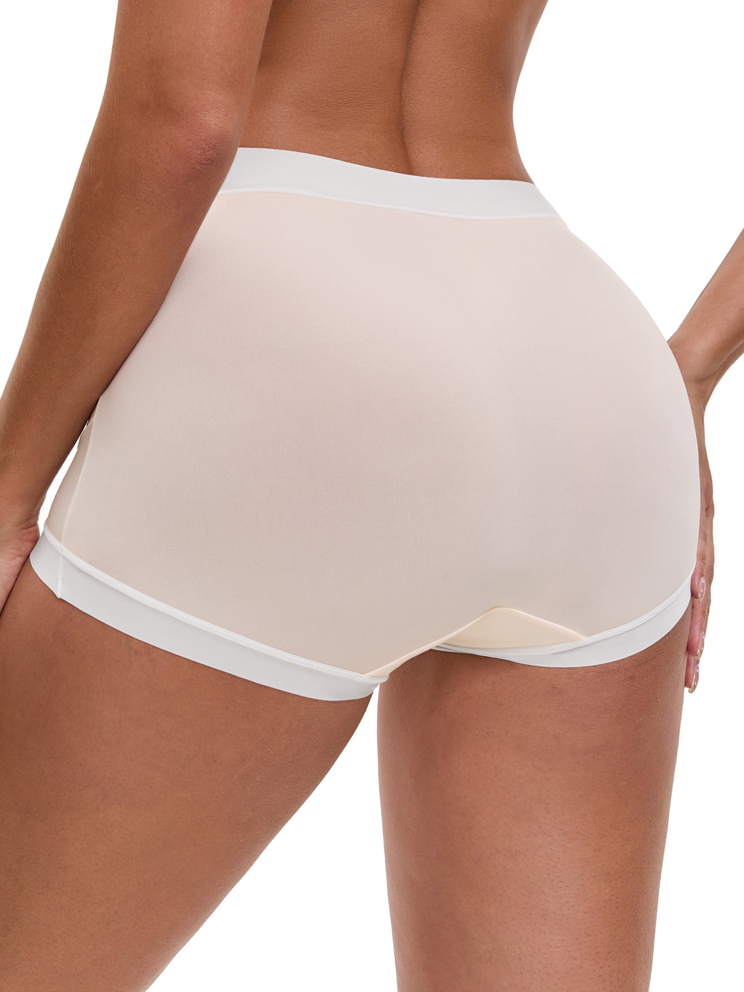 DARING DIVA Women's Plus Full Coverage High Waisted Ice Silk Underwear XL Light Pink