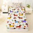 thumbnail image 3 of Homewish Dachshund Dog Hedgehog Twin Sheets,Spring Flower Leaf Bedding,Cream,3 Pieces,1 Fitted Sheet and 1 Pillowcase, 3 of 6