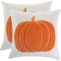 Tosleo Halloween Throw Pillow Covers 18x18 Set of 2 Orange Pumpkin Embroidered Pillow Cases Holiday Thanksgiving Velvet Cushion Covers for Couch Sofa Bed