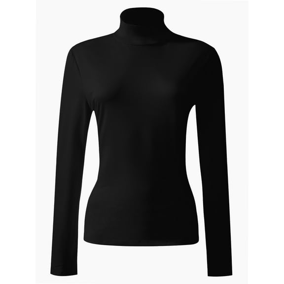 Women's Turtleneck Long Sleeve Shirts Slim Fitted Lightweight Base Layer Casual Tops