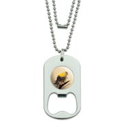 Goldfinch Bird on Tree Limb Military Dog Tag Bottle Opener Pendant