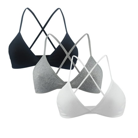

MRULIC sports bras for women Women Deep V Bralette Sexy Style Underwear Cup Wireless Lingerie Push Up Bra 3PC D + M