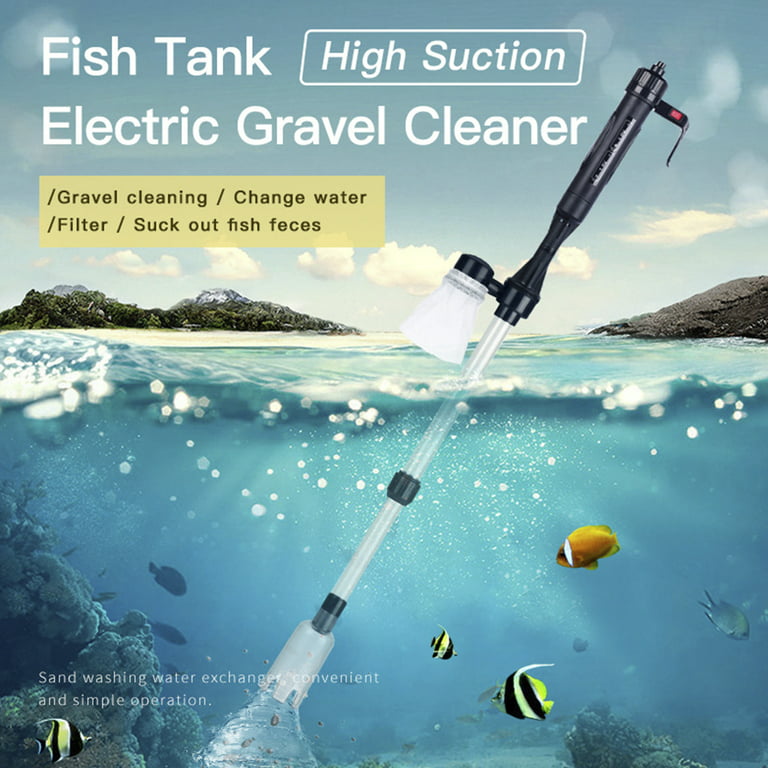 Fish Tank Cleaner Aquarium Cleaning Tools Kit Fish Net Siphon Vacuum Gravel  Water Exchanger Brush Algae Scrubber Blue 
