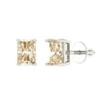 thumbnail image 2 of 2 Ct Emerald Cut Studs Natural Morganite 18K White Solid Solid Gold Everyday Dainty Earrings Screw Back, 2 of 7