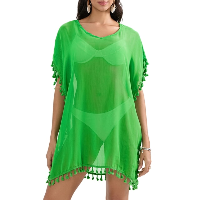Argulvti Bikini de Plage pour Femmes, Tenue de Plage Couvre-Maillot à Franges, Robe d'Été pour Dames