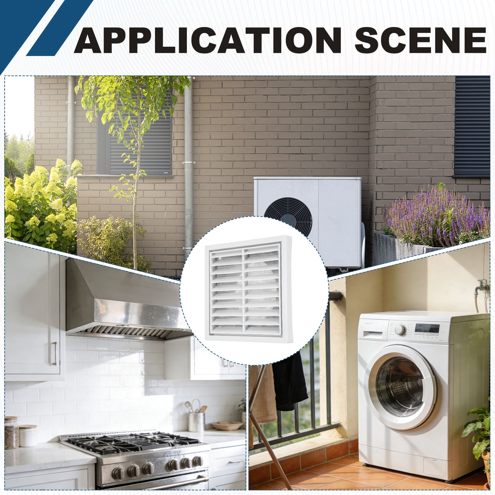 Uxcell 2Set Vent Cover with Screen Mesh (4" Opening, 5.5"L x 5.5"W) - Square Louver Air Wall Vent ABS Plastic Exhaust Ventilation Grille for Central AC/Bathroom/Kitchen/Garage, White