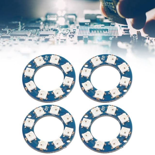 Módulo De Luz RGB, Tablero De Lámpara De Anillo LED Decoración Del Hogar 8 Canales 4 Piezas A Todo Color WS2812 5050 Para Decoración