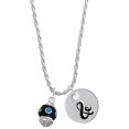 thumbnail image 1 of Delight Jewelry Silvertone Hot Blue Dots on Black Spinner Silvertone Script Initial Disc - & - Charm Necklace, 20"+3", 1 of 4