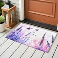 thumbnail image 5 of Purple Lavender Bathroom Mat 2x3 FT, Non Slip Small Kitchen Mat, Butterfly Flowers Spring Watercolor Washable Soft Backed Front Door Throw Rug Non-Shedding Indoor Outdoor Doormat for Entryway Sink, 5 of 9