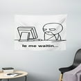 thumbnail image 1 of Humor Decor Tapestry, Stickman Meme Face Icon Looking at Computer Joyful Fun Caricature Comic Design, Wall Hanging for Bedroom Living Room Dorm Decor, 60W X 40L Inches, Black White, by Ambesonne, 1 of 2