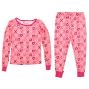 XOXO Girl's Snug Fit Cozy Pajama Set-Pink Hearts Sizes 4-10