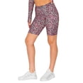thumbnail image 2 of Women's Peach Skin Biker Shorts, Pink Leopard Print High Waisted Soft, M, 2 of 5