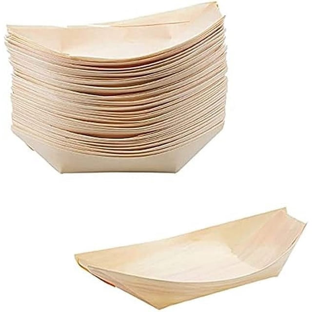 Cuenco de madera de pino I Vajilla orgánica desechable, sostenible y compostable I Cuenco para picar, salchichas con curry, patatas fritas, sushi I Cuenco para servir