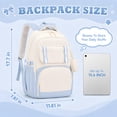 thumbnail image 2 of QWKLEAJ Aesthetic Laptop Backpack for Teen Girls & College Women,Two Tone Color Block School Bookbag with Small Coin Purse,Multi-Pocket Waterproof Daypack for School & Travel & Daily Use Blue, 2 of 7