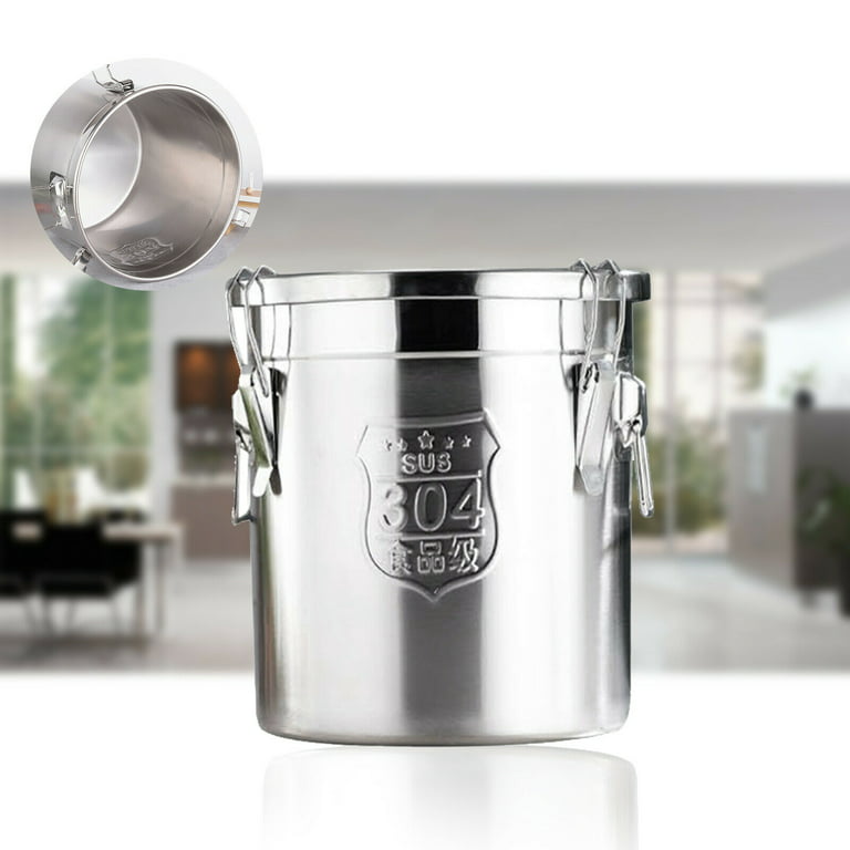 Xuthusman Cereal Container Kitchen Flour Oil Milk Food Storage Bucket  Stainless Steel Airtight Canister w/Lid (33L)