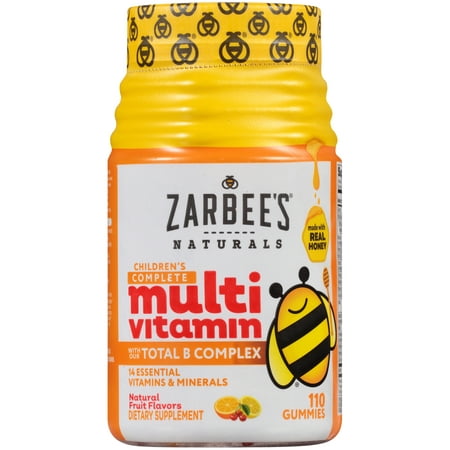 Zarbee's Naturals Children's Complete Multivitamin Gummies with our Total B Complex and Essential Vitamins, Natural Fruit Flavors, 110 Gummies (1