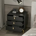 thumbnail image 5 of MONSLIPA Nightstand End Table with 3 Drawers, Black Bedside Table with Gold Metal Legs for Bedroom and Living Room, 5 of 8