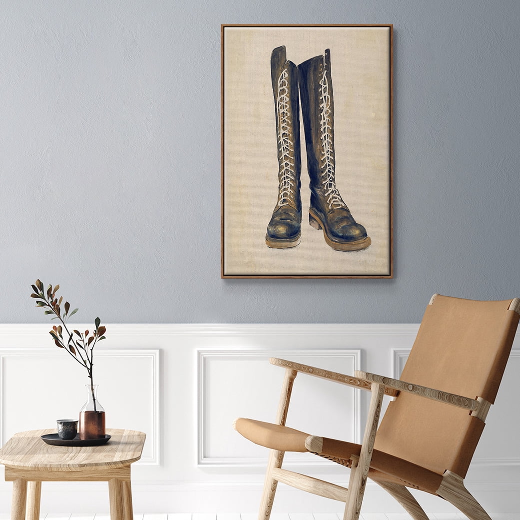 The Shoe Fits III V1 Framed Premium Gallery Wrapped Canvas - Ready to Hang - 17 x 25 - Walnut Floating Frame