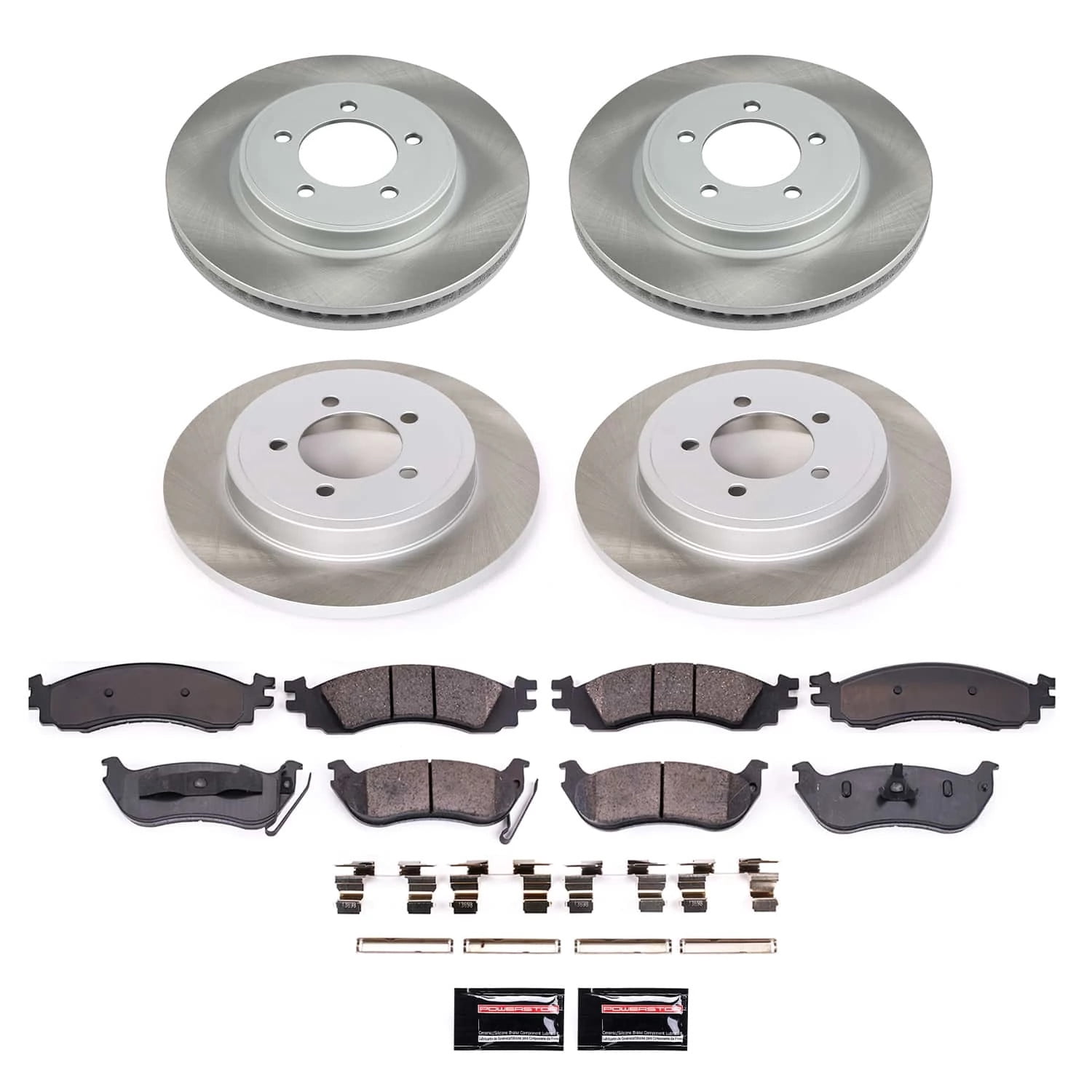 PowerStop Front and Rear Semi-Coated Rotor and Low-Dust Ceramic Brake Pad Kit SC1443