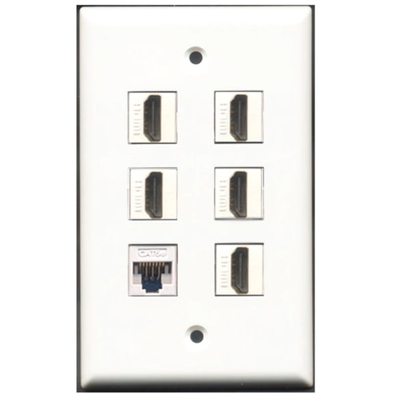 Ultra Spec Cables 5 Port HDMI 1 Cat5e Ethernet Wall Plate