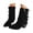 Black, variant on Elegant Mid Calf Boots With Western Fringe And Heel for Women Cowboy Style