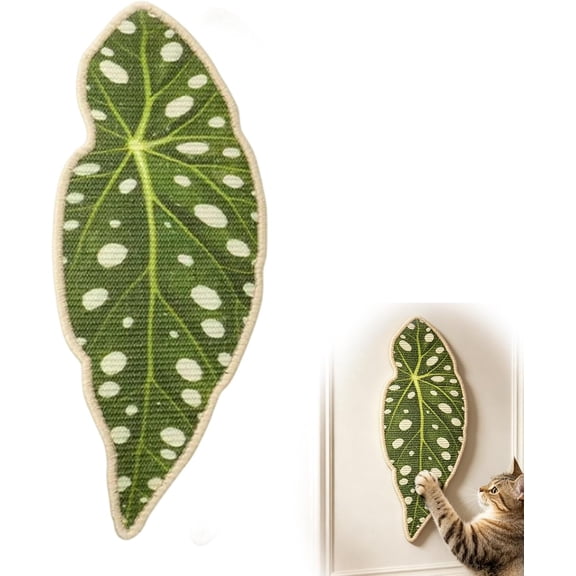Natural Sisal Cat Scratcher Mat, Leaf-Shaped Cat Scratching Pad for Wall & Floor, Indoor Jungle Decor & Furniture Protector, Durable Botanical Cat Toy