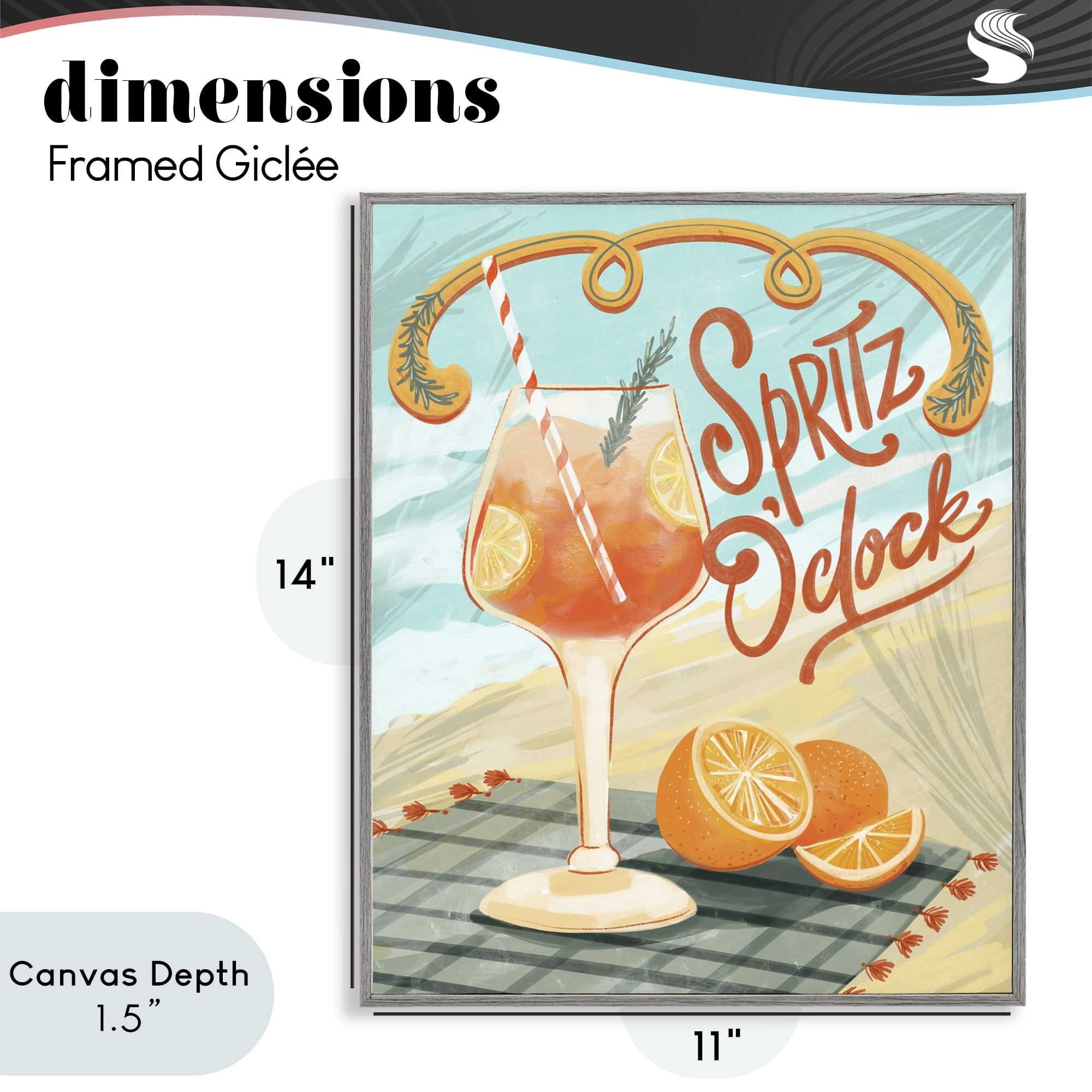 Stupell Industries Spritz O'Clock Citrus Cocktail Gray Framed Giclee Art, design by Connie Summers