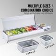 thumbnail image 2 of VEVOR Refrigerated Condiment Prep Station, 160 W Countertop Refrigerated Condiment Station, with 5 1/3 Pans & 4 1/6 Pans, 304 Stainless Body and PC Lid, Sandwich Prep Table with Stainless Guard, ETL, 2 of 9