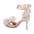 thumbnail image 3 of XYD Women Open Almond Toe Mid Heels Bowknot Ankle Strap Sandals Romantic Lace up Wedding Dressy Shoes Size 4.5 Light Pink, 3 of 4