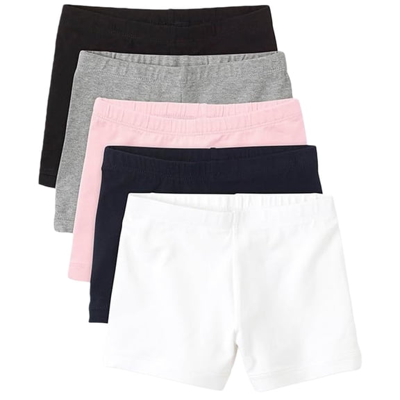 CPNG 5 Pack Set Girls Dance Shorts Cartwheel Toddler Multi-Color Biker Under Dress Kids Bike Shorts High Waisted Tight Shorts(Beige,7-8 Years)