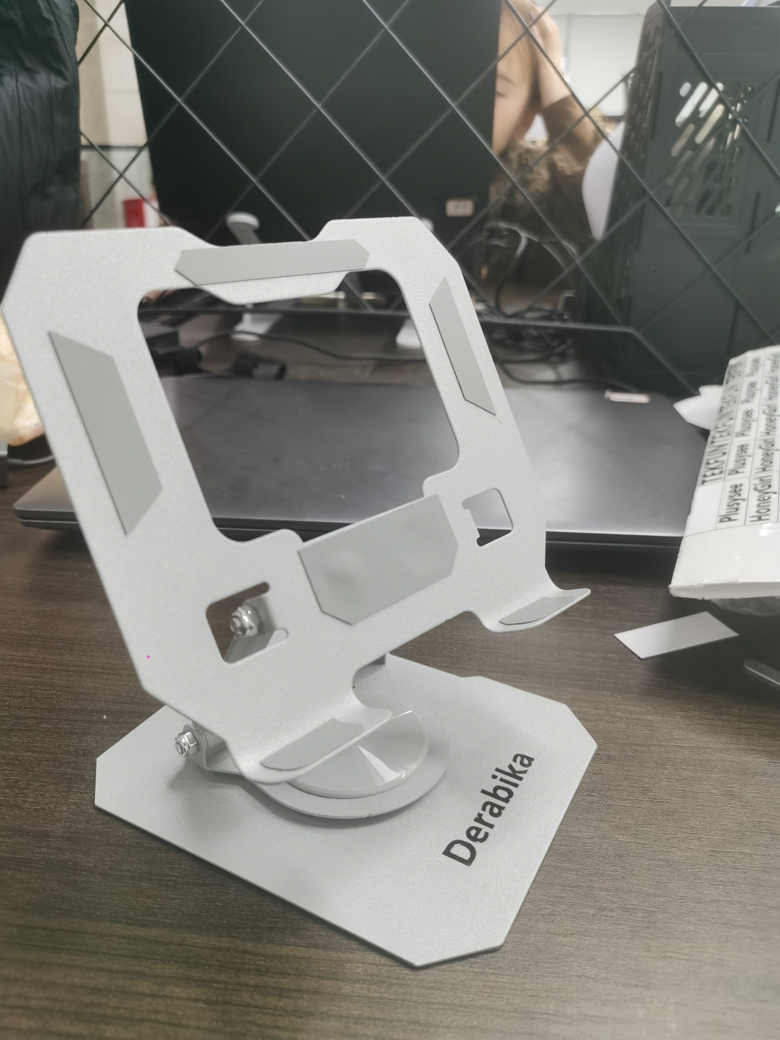 Derabika Stands adapted for laptops, Adjustable Aluminum Laptop & Tablet Stand with 360° Rotating Base, Foldable Ergonomic Desktop Holder for Office and Home Use