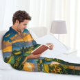 thumbnail image 6 of Susaid Sunflowers At Sunset Print Men's Long Sleeve Pajama Set, Two-Piece Button-Down Loungewear PJs Set, Comfortable Sleepwear for Relaxation-Medium, 6 of 7