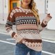 thumbnail image 4 of Mujeres suéter de manga larga color bloque patchwork crewneck Loose pullover punto superior para las mujeres invierno otoño, 4 of 7