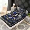 thumbnail image 4 of Erosebridal Retro Fox Twin Sheet Sets, Bohemian Aztec Mandala Bedding, Black Gray Blue, 3-Piece 1 Flat Sheet, 1 Fitted Sheet and 1 Pillowcase, 4 of 5