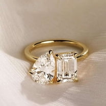Jewelerix Toi Et Moi Pear Cut Engagement Ring Brilliant Oval Handmade Wedding Ring 10K Yellow Gold Vermeil Two Stone Wedding Ring
