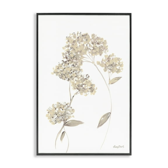 Stupell Industries Neutral Geranium Florets Botanical & Floral Painting Black Framed Art Print Wall Art, 12 x 18