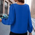 thumbnail image 7 of Olyvenn Women's Satin Silk Blouse 2025 Keyhole Neck Long Sleeve Tops Elegant Casual Office Work Dressy Shirts Pullover Tops Blue 12-14, 7 of 7