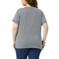 thumbnail image 3 of Agnes Orinda Women's Plus Size T-Shirts Notched V Neck Rolled Short Sleeve Soft Casual Summer Tees Tops 2025 1X Gray, 3 of 6